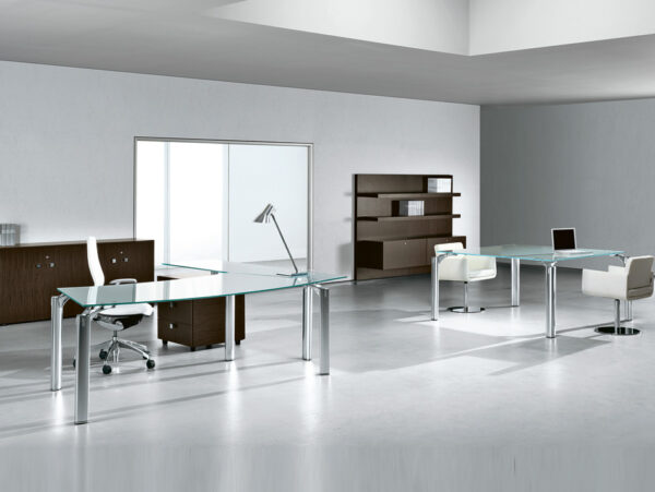 MUST 05 Designer Glasschreibtisch, Konferenztisch, komplett Chef-Büromoebel