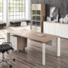 FILL EVO 13 elegant, minimalistisches Chefbüro, komplett mit Schreibtisch zweifarbig in Sandlärche, weiss, Arztzimmer