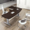 Format 01 Büro-Schreibtisch mit Metalltischgestell, Plattenfarbe Wenge, preiswert konfigurieren