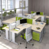Format 03 Sternarbeitsplatz, Team-Schreibtisch mit Sichtschutz, offenes Büro