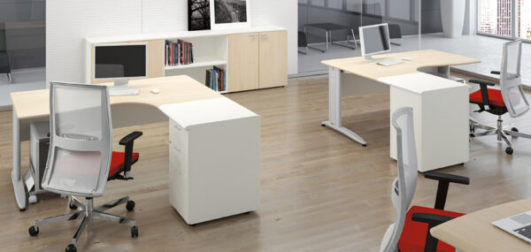 Format 05 ergonomischer Büro Arbeitsplatz, Mitarbeiter Schreibtisch, zweifarbiges Design