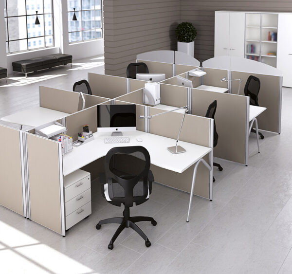 Format 19 Callcenter Schreibtisch, Büro-Möbel, Mitarbeiter, Schallschutz