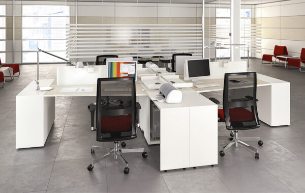 LOGIC 06 Team Arbeitsplatz, Schreibtisch zweifarbig, modern, kompakt mit viel Stauraum