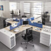 LOGIC 09 Teambüro Schreibtisch, Ablagen integriert mit Stauraum und Sichtschutz, individuell konfigurierbar