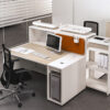 LOGIC 10 kompakter, genial logischer Arbeitsplatz, Schreibtisch mit Stauraum und Sichtschutz,  Ablagen-Container