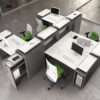LOGIC 12 Team-Schreibtisch, Raumtrenner mit intelligenten Ablagen, Schallschutz, Sichtschutz, Rollcontainer, Farbe Anthrazit