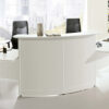 VOLTA 06 Büro Tresenschreibtisch, Empfangsarbeitsplatz, Rezeption individuell, zweifarbig mit Holztop in weiß