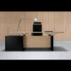 Designer Büro-Schreibtisch mit Schubladencontainer, stilvolle Büromöbel in Wenge und heller Eiche