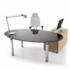 Chef-Schreibtisch ob geschlossen in Wenge oder als Glastisch oval mit Container für Chefzimmer - "STUDIO"