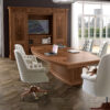 art&moble  10  exklusiv klassischer Konferenztisch, Meetingtisch, traditionell in Wurzelholz Olive, elegantes Design