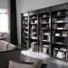 art&moble  16  offenes Büroregal, klassisch schwarz mit Wurzelholz Schrankwand, Regalsystem