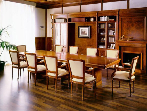 art&moble  27  großer Konferenztisch (B:2,5m x T:1,2m) traditionell klassich in Kirsche und Wurzelholz, Büro Besprechnungstisch