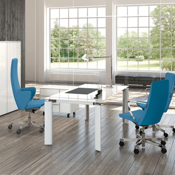 FILL HG 03 hochwertiger Glas-Schreibtisch, hochglanz extra weiß, exklusive Büroeinrichtung