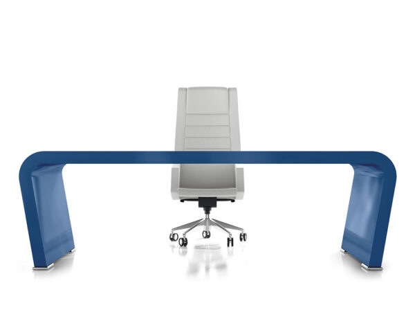 Vanity  17  Design Chef-Schreibtisch, exklusiv in Hochglanz blau 5000 RAL lackiert, individuell in jeder RAL Farbe lackierbar