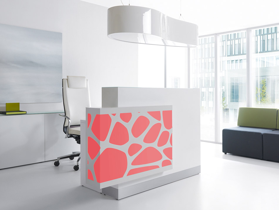 Ellipse  04  modern elegante Design Deckenleuchte ideal den Empfangsbereich, Lampe für Bürotresen Beleuchtung mit Seilhalterung, Farbe weiß glanz
