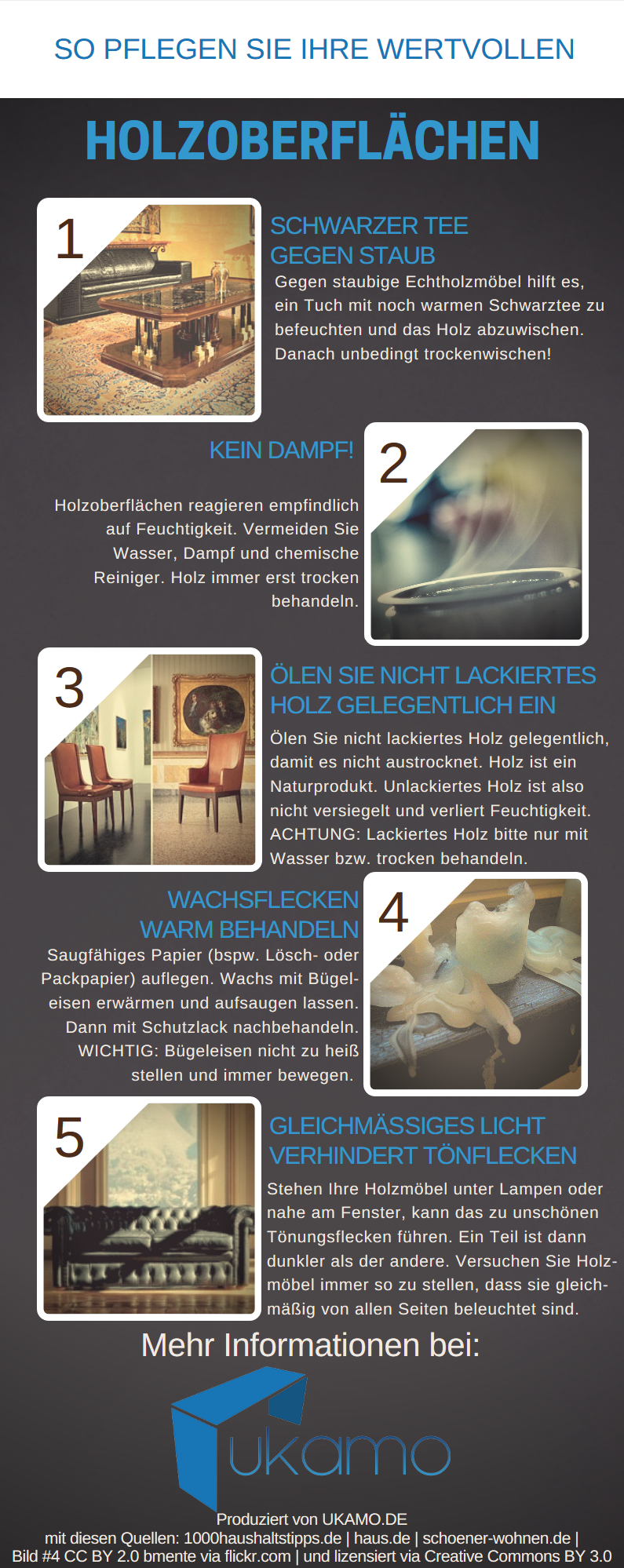 Pflege Holzoberfläche Infografik ukamo.de
