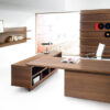 01 Design Schreibtisch Chefzimmer in Nussbaum, preiswert - Lithos