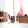 12 Chef-Schreibtisch, Design Büroregal, preiswert, Nussbaum Aktenschrank, Regalsystem modular,  zeifarbig möglich - Lithos