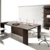 23 Konferenztisch Eiche dunkel, Meetingtisch mit versteckter Kabelführung, minimalistisch stilvolles Design - Lithos