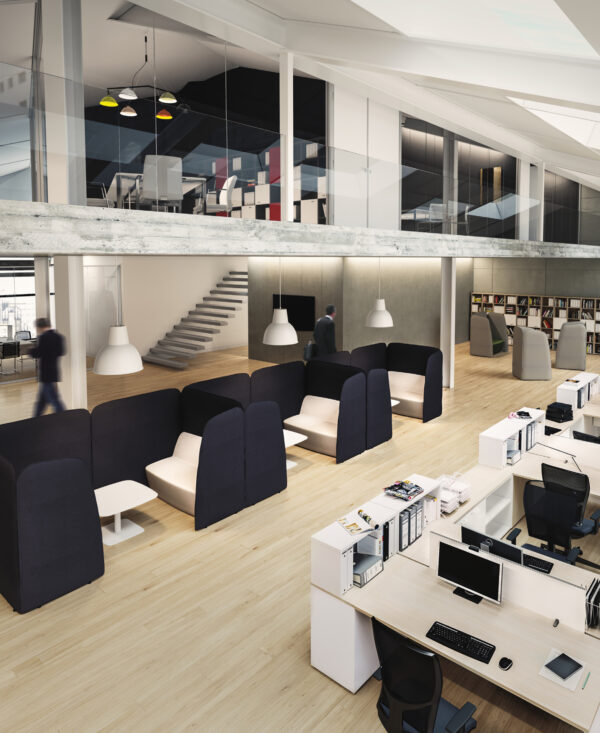 L1- 012 - modulare Design Lounge Insel mit Akustikschutz,als open Office Sofa oder Sessel, Couchtisch, Sichtschutz sowie Schallschutz Eigenschaften