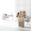 OXI 001 - Mitarbeiter L-Schreibtisch, zweifarbig moderne Officelösung, kompakter Arbeitsplatz, U-Gestell, Schreibtisch preiswert