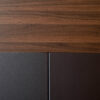 Bellagio - 12 _ Tischplatte Walnuss Holz geräuchert, Teilledereinsatz braun, Verarbeitungsdetails Chefschreibtisch