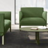 Festival - 004, Einsitzer Sessel in Stoff grün und Metallfüße grün lackiert