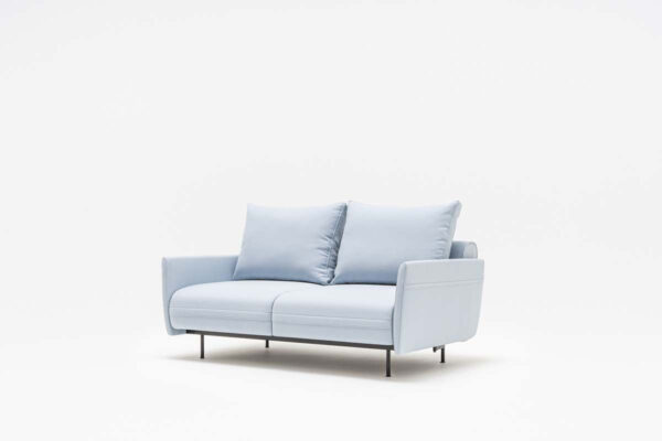 Lotus 009 - Business Sofa-Zweisitzer, schmale Lehnen, bequeme-Rückenpolsterung mit Kissen, große Stoffauswahl