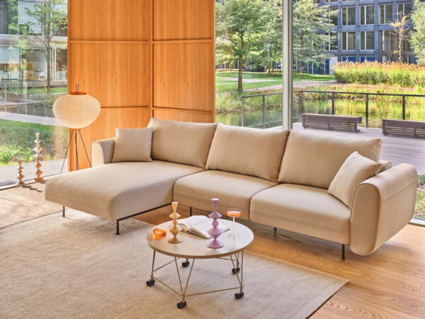 Lotus 023 Recamiere Sofa -einfach gemütlich ob zuHause oder im Büro, optionale Armlehnengrößen, Leder oder Bezug in Stoff, Bsp. Grain GR-61250