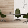 Jera Chair 002 - Design Konferenzstuhl, Bürosessel mit hoher Rückenlehne, Rollen, optionaler steckbarer Kopfstütze, Stoffbezug individuell konfigurierbar, Polsterung der Sitzschale anpassbar, schnell verfügbar