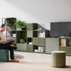 Cubo_03 Designregal mit lackierten Metallgestell für Wohn- und Bürobereich, als Highboard oder Raumhoher Raumteiler, Home-Office, Stauraum beliebig gestalten, bookshelf - moss-green, sage-green