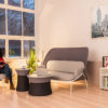 Mesh-07 Akustik Lounge Sofa und Sessel mit Stoff Netzrücken mittelhoch, zweifarbig anpassbar, opt. Kaffeetisch, gestalten Sie Ihren individuellen Loungebereich aus einer Vielzahl von Stoffvarianten und Farben