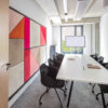 Mix_07 Design Wandbilder gestalten mit effektiver Schalldämmung, Formen Rechteck, Quadrat, Dreieck, schallabsorbierende Klebepaneeele einfach montiert, kostenlose Planung und schnelle Lieferung