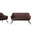 Jera24_09 - Loungesofa, Relaxsofa mit 4 Bein Einzelfußgestell in Schwarz, Design 2-Sitzer Bürosofa entspannt sitzen in Hotellobby oder Wartezone