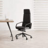 Lead_15 - Manager Bürostuhl im Design Mattschwarz, Aluminium Armlehnen, 3-teilig komfortable Rückenlehne, große Rollen, Bezugsstoffe individuell wählbar