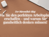 brauner schreibtisch, titel des blogartikels "der perfekte Arbeitsplatz"