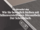 Weiße Schrift auf Steh-Sitz-Schreibtische