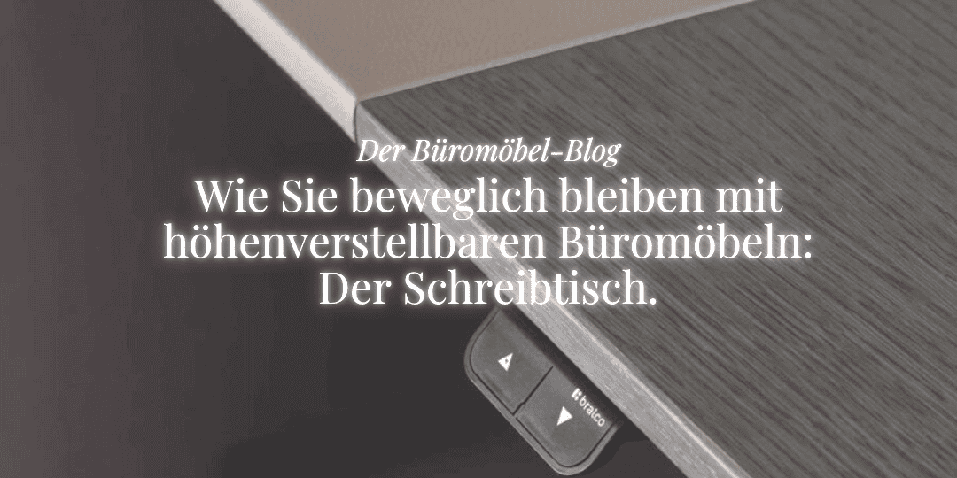 Weiße Schrift auf Steh-Sitz-Schreibtische