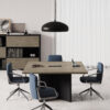 Elite 11 Besprechungsbereich mit Meetingtisch 120x120 cm, Monolithschrank und Highboard in Pappel Hell
