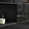 Elite 29 Monolith Aktenschrank in Schwarz mit Glastüren, Soft-Close-Funktion und Schiebetürsystem für moderne Chef- und Managementbüros